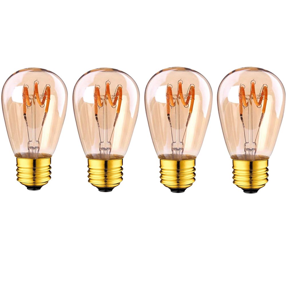4 Piezas 220V 3W ST45 E27 Bombilla LED Lámpara Colgante Vintage De Filamento Suave Regulable Decoración Bar Hotel Habitación Luz Interior