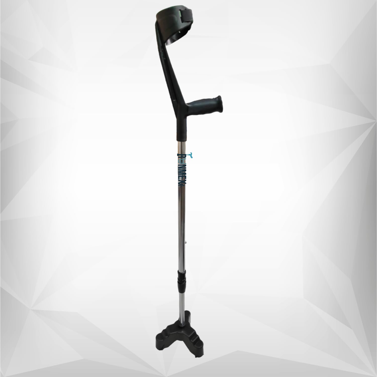 Runmex Adjustable Black Elbow Tripod Walking Stick - Comfortable Support for Stability and Mobility