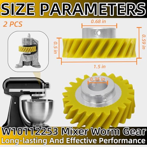 Image of Mixer Worm Gear Replacement (2-Pack) - Compatible with KitchenAid, Whirlpool & Kenmore Stand Mixers - Replaces Part Numbers 4162897, 4169830, AP4295669, WPW10112253, PS11748374, 4161531