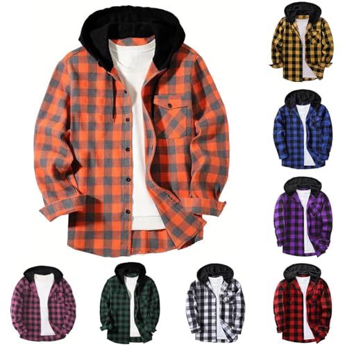 Cambkatl Men’s Flannel Hoodies Button Down Long Sleeve Casual 2025 Fall Plaid Shirts Jackets with Chest Pocket2