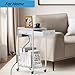 Computer Tower Stand, Adjustable PC Tower Stand CPU Holder Cart with Charge Station and USB Charging Port, 2 Tier Printer Stand with Wood Storage Drawer for Home Office Fax, White