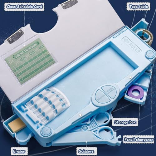 Image of Storio Space Theme Pencil Box for Kids, Boys & Girls, School Pencil Case with Magnetic Lock, Space & Unicorn Themes