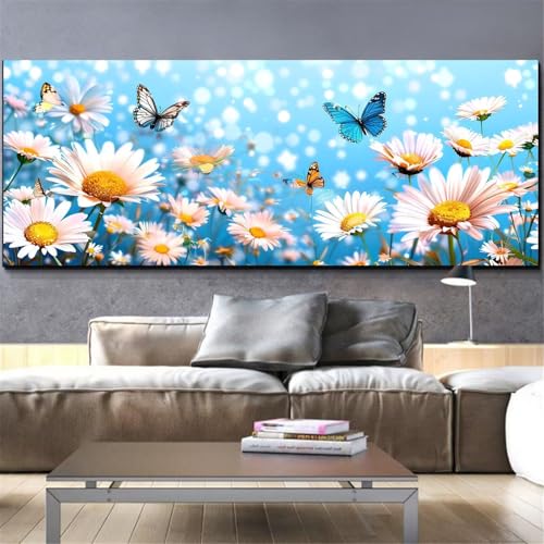 Diamond painting adulte grand format 50x150cm et broderie diamant fleur papillon créatif