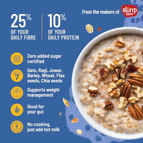 Image of Mille Zero Added Sugar Millet and Oats | High Fibre | Power of 7 - Millets, Oats, Flax seeds and Chia seeds | Instant Multigrain High Protein Breakfast Cereal | 500g