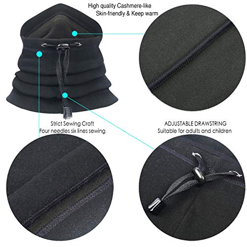 Obacle Neck Gaiter Face Mask Warmer With Adjustable Drawstring For Men Women Winter Cold Weather Windproof (Black) #TOP2