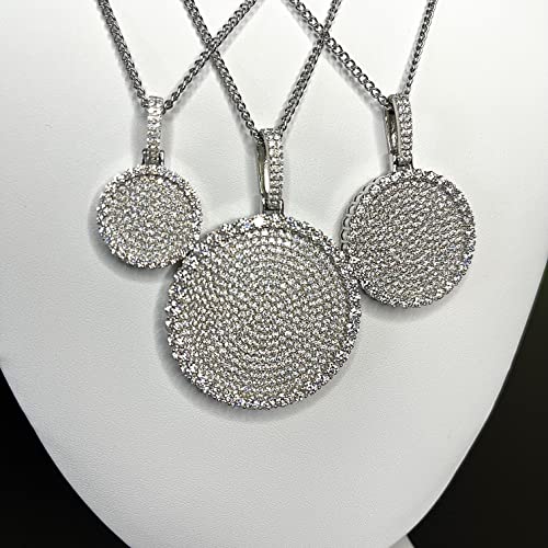 Vvs1 Moissanite Diamond Round Circular Dog Tag Pendant Necklace For Men & Women, Solid 925 Sterling Silver Moissanite Medallion Pendant (Medium) #TOP5