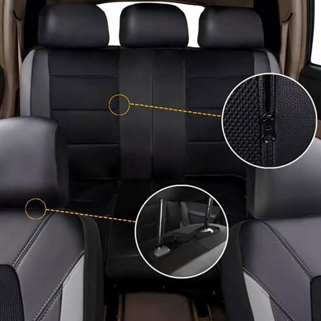 Auto Sitzbezüge für Dacia Jogger 2022 2023 2024 2025, Wasserdicht Sitzbezug Komplett Set PU Leder Autositzbezüge Vordersitze Rücksitze Schonbezüge,Black