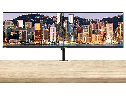 Image of Lenovo ThinkVision E27q 27-inch 2560 x 1440 LED Backlit Quad HD LCD Monitor, 2-Pack Bundle with HDMI, DisplayPort, Integrated Speakers, Desk Mount Dual Monitor Stand