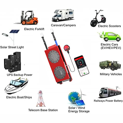 Bms 16S 48V 30A-500A Lifepo4 Pcb Protection Board Battery Protection Module 3.2V Iron Phosphate Lfp Charging Controller With Smart Communiation Function For Diy Camping Rv Energy Supply System ( Color #TOP4