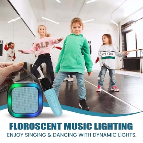 Image of Fully Karaoke Mic with Speaker for Singing Mini Portable Bluetooth Speaker with Mic and LED Lights Best Birthday Gift for Kids and Adults Pack of 1