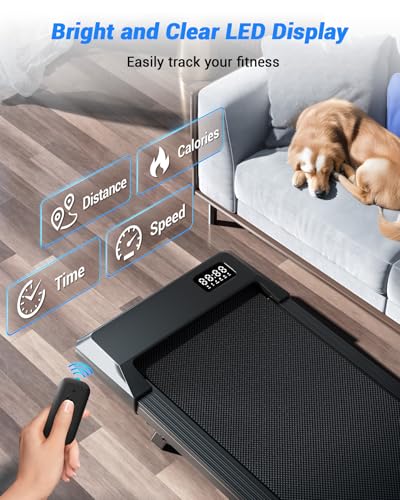 DeerRun Walking Pad Under Desk Treadmill with Incline, Quiet & Space-Saving Design for Home Office, 300 lbs Capacity, 0.6-3.8 MPH, App & Remote Control - Image 6