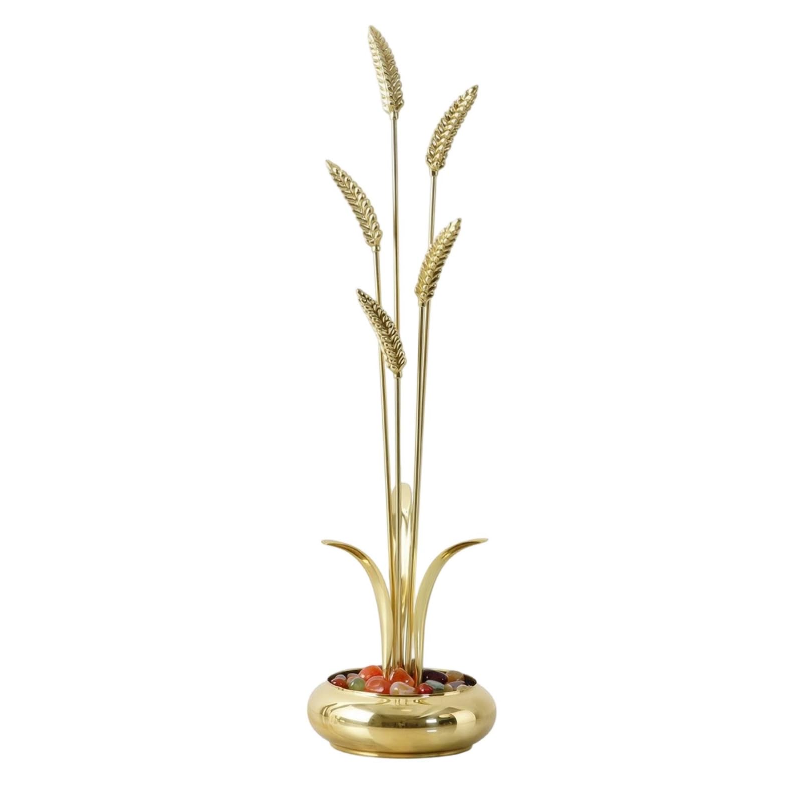 Adorno Varillas Doradas Tallos Dorados Elegante Figura corativa Latón Metálico Estatua Pensativo para Salón, 5-Tassel