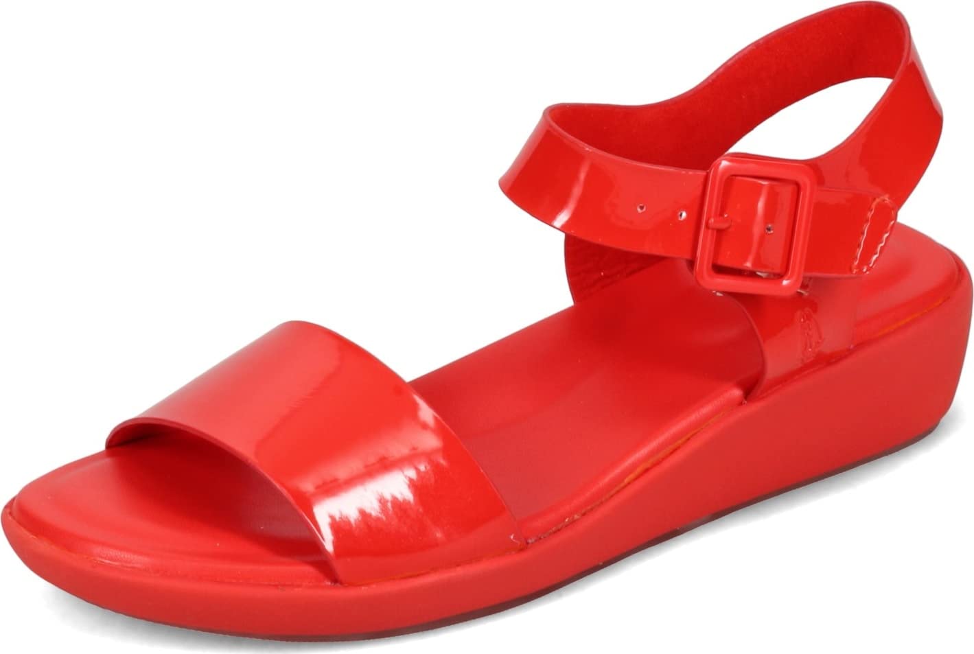 Hush Puppies Women's Brite Jells Quarter Strap Wedge Sandal, Fiesta Red, 10 - Main Image