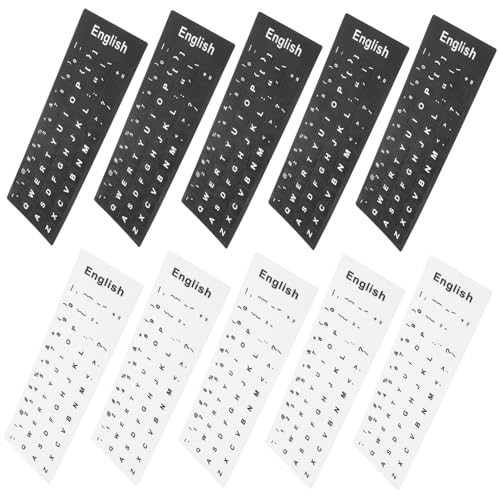 10 hojas de pegatinas de teclado con letras en inglés para computadoras de escritorio y laptops