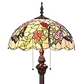 Bieye L11408 Butterfly Tiffany Style Stained Glass Floor Lamp with 16-inch Wide Handmade Lampshade Metal Base for Bedroom Living Room, 59-inch Tall