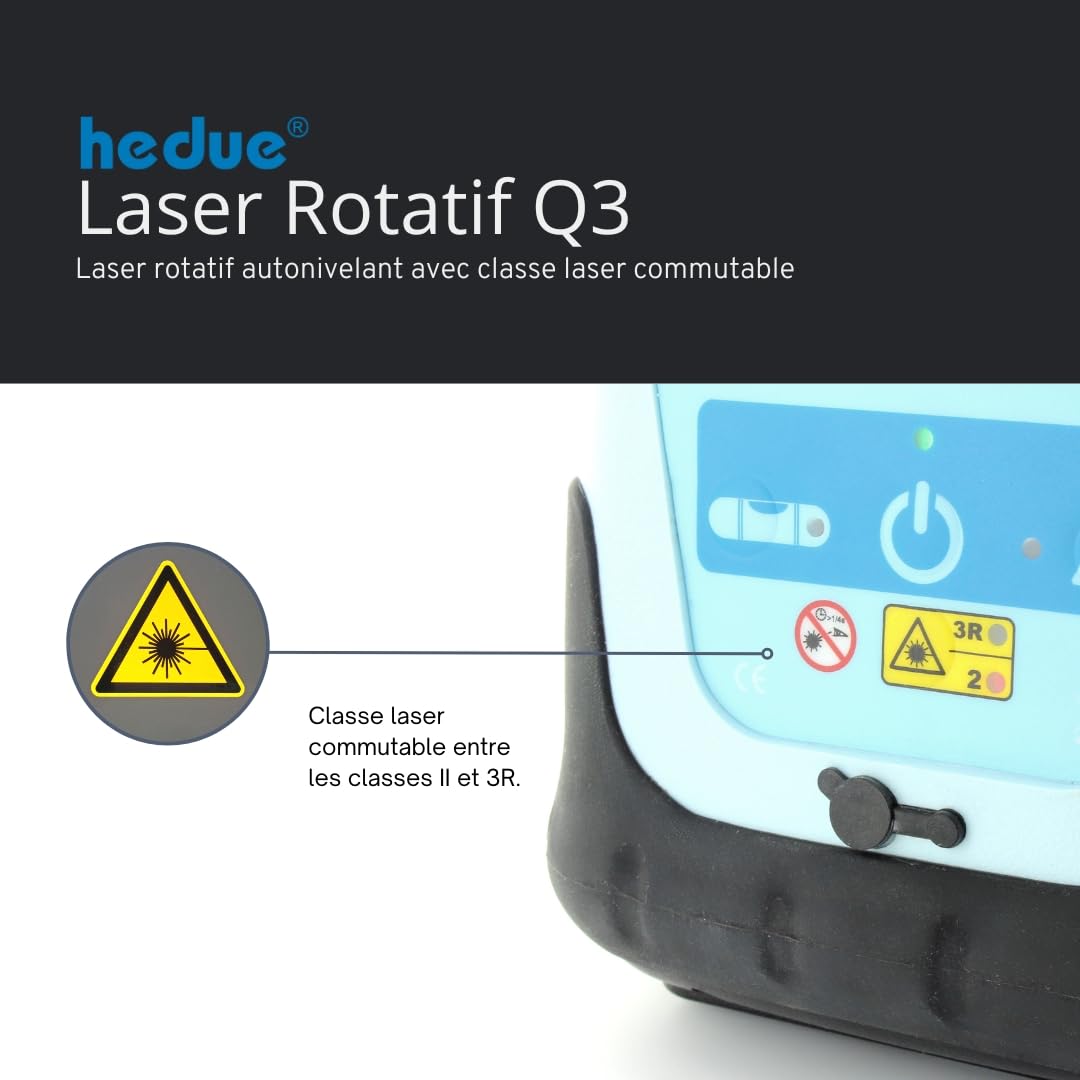 laser rotatif Q3 - laser rotatif autonivelant avec deux classes de laser, laser rotatif de construction avec récepteur E2, télécommande et chargeur, dans Systainer