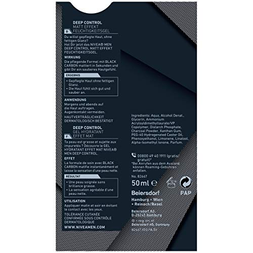NIVEA MEN Deep Control Matt Effekt Feuchtigkeitsgel im 2er-Pack (2 x 50 ml), mattierende Feuchtigkeitspflege fürs… - Image 3