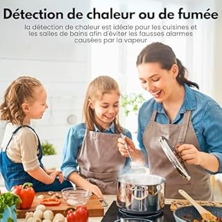 Aroha Link Détecteur de Fumée et de Chaleur interconnecté - Batterie 10 Ans - Alarme Incendie Connectée - 2 pièces