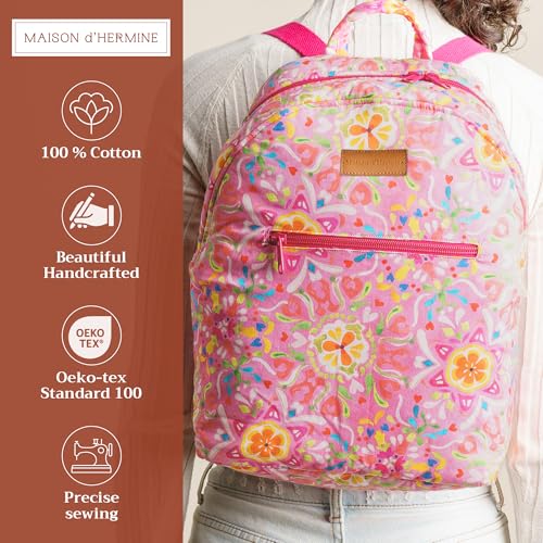 Maison d' Hermine Backpack Cotton Shoulder Backpack with Small Pouch Lightweight Bag for Travel Work Beach Perfect for Women & Men (Summer Vibes)2