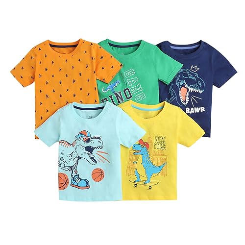 Image of Hopscotch Boys Graphic Regular Fit T-Shirt (Pack of 5)