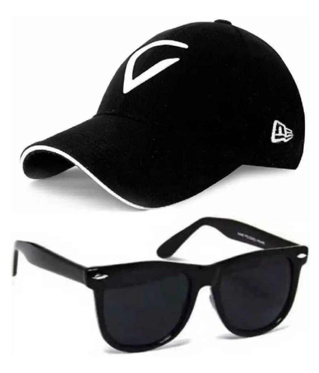 PASSPASS Men's & Boys Adjustable Baseball Cap with Black Sunglasses, Goggles Combo, Pack of 2