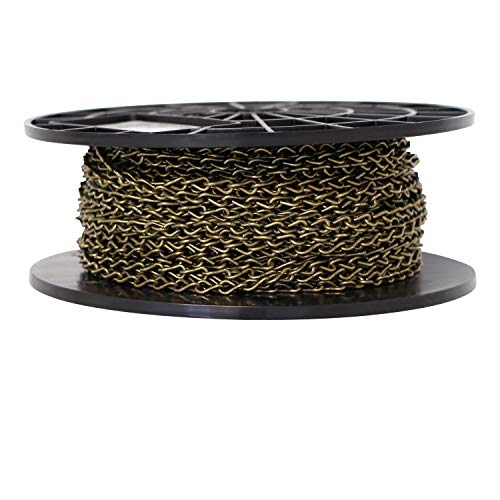 Image of RCH Hardware CH-S51-16-AB-164 Steel Basket Chain 15 Gauge, Antique Brass (164 Foot Reel)