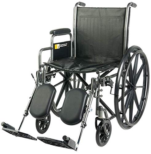 Overhead view af kørestolssædet med mærkningerne '20 tommer bredde' og '16 tommer dybde'