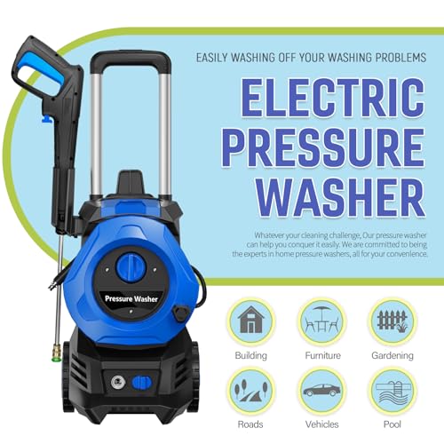 Electric Pressure Washer 4800 PSI, 2.9 GPM, Blue, Ideal for Garden and Car Wash