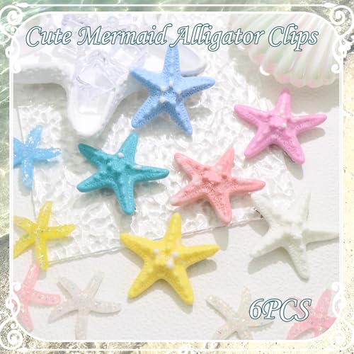 Pinzas para cabello Starfish 6 piezas colores rosa y azul miniatura 2
