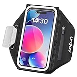 Running Armband with Earphone Bag Cell Phone Armband for iPhone 16 15 Pro 14 Plus 13 11 XR XS, Galaxy S24/S10 Water Resistant Sports Phone Holder Case & Zipper Slot Car Key Holder for 6.9 inch Phone