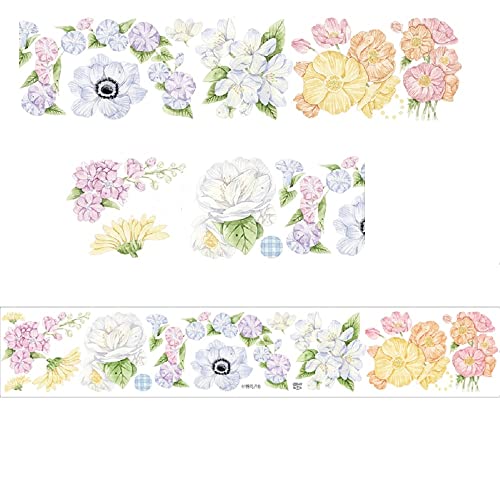 misakinoya マスキングテープ 特殊インク 美し 花 景色 建物 風景 マステ シール 極大 透明pet テープ 広幅 (花卉-B)