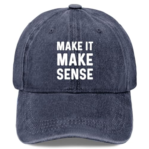WHAUTVDR Make It Make Sense Hat for Men Fashion Baseball Hats Funny Gifts for Men Navy Blue