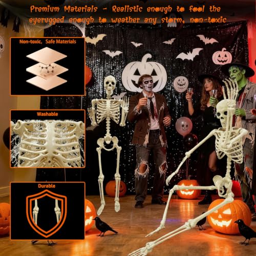 Image of breesky Life Size Skeleton for Halloween: 5.4ft Realistic Human Skeleton | Posable Movable Joints - Full Body Skeletons for Outdoor Yard Haunted House Indoor Halloween Spooky Atmosphere Decoration