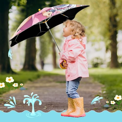 Paraguas infantiles de anime reflectantes y resistentes al viento para viajes escolares 7