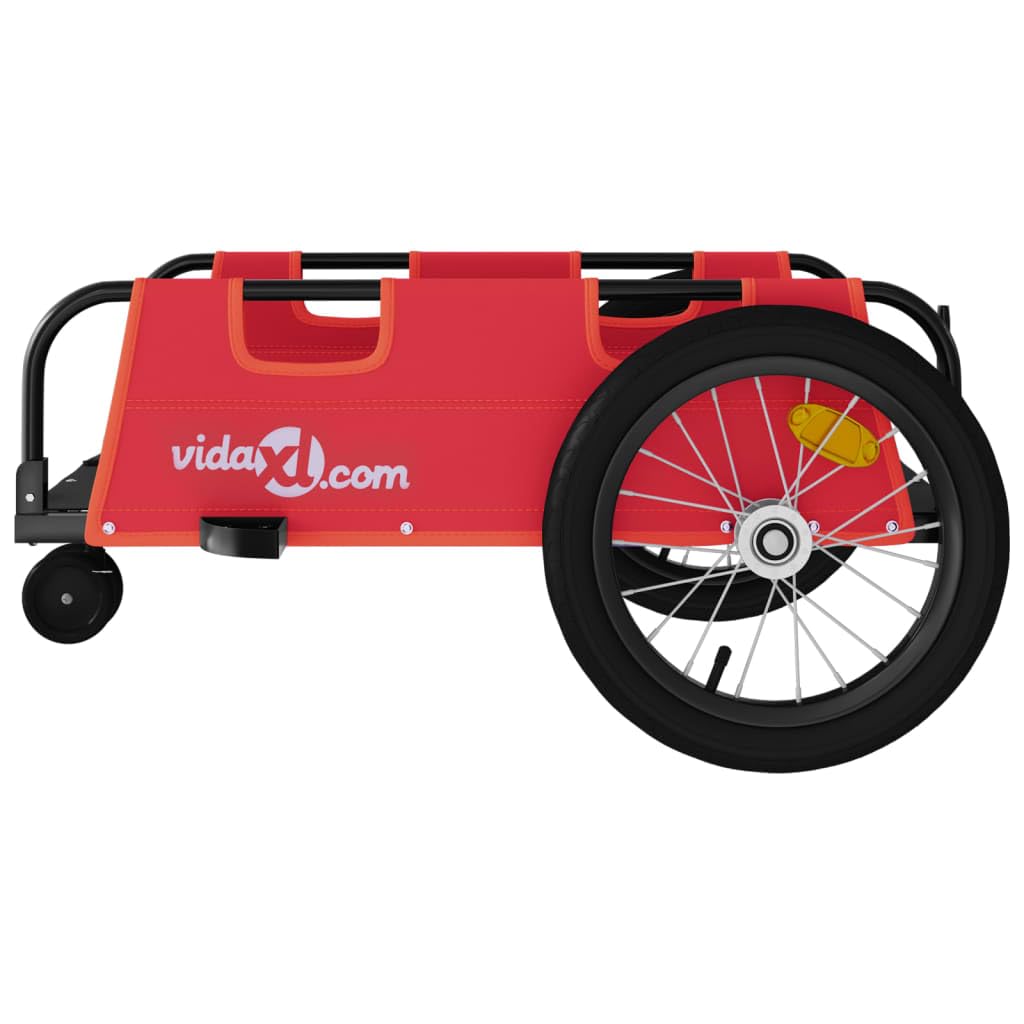 Remolque de bicicleta azul de tela Oxford y hierro con recubrimiento en polvo x x capacidad de carga con acoplamiento, barra de tracción y reflectores para equipaje, compras y actividades al