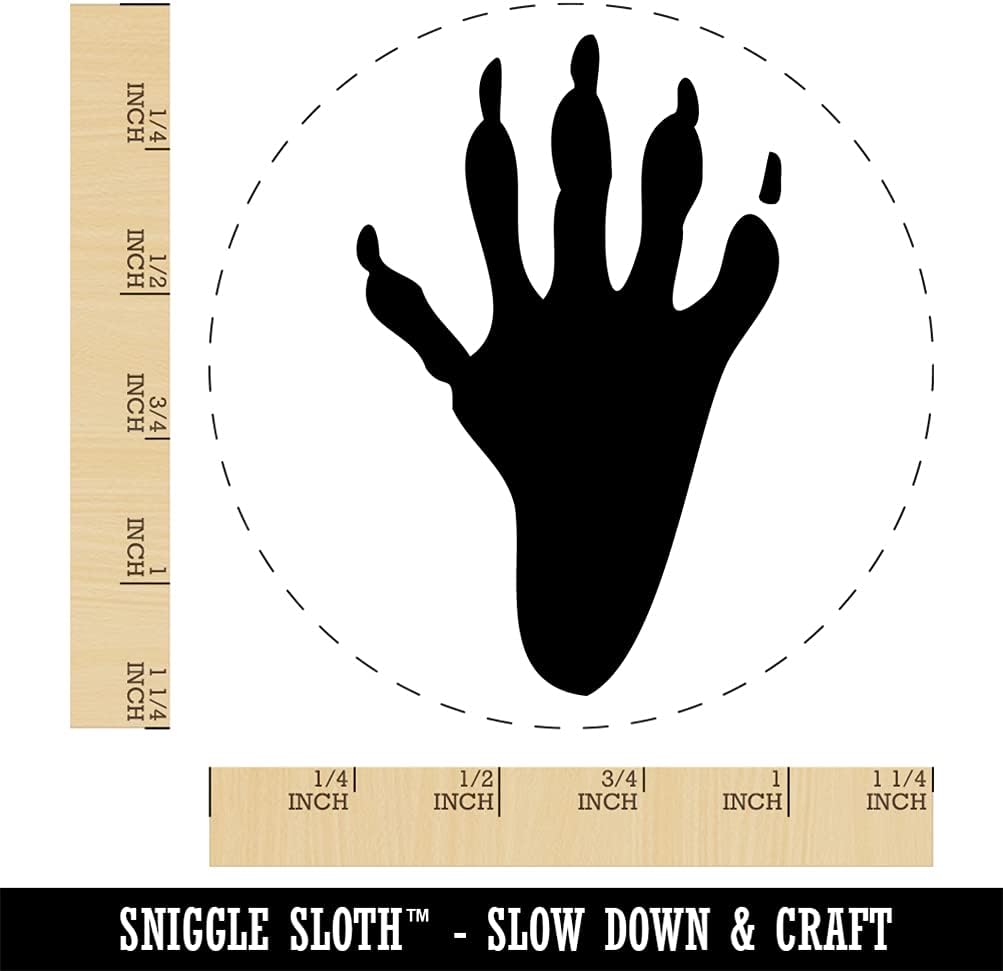 Raccoon Trash Panda Foot Print Self-Inking Rubber Stamp Ink Stamper for Stamping Crafting Planners - 1-1/2 Inch Large - Red Ink