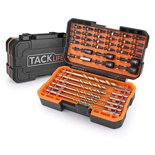 TACKLIFE 42 Piezas Juegos de Puntas, DNS02 12 * Broca Helicoidal, 5 * Llave de Vasos, 24 * Puntas, 1 * Portapunta Magnética, para atornillador y taladro