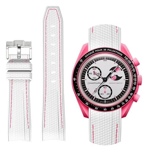 Image of BONACE Bands for Moonswatch Watch,Curved SIlicone Strap Compatible with Omega X Swatch 20mm Watch,Swatch Omega Moonswatch Speedmaster Replacement No Gap Strap Men Women