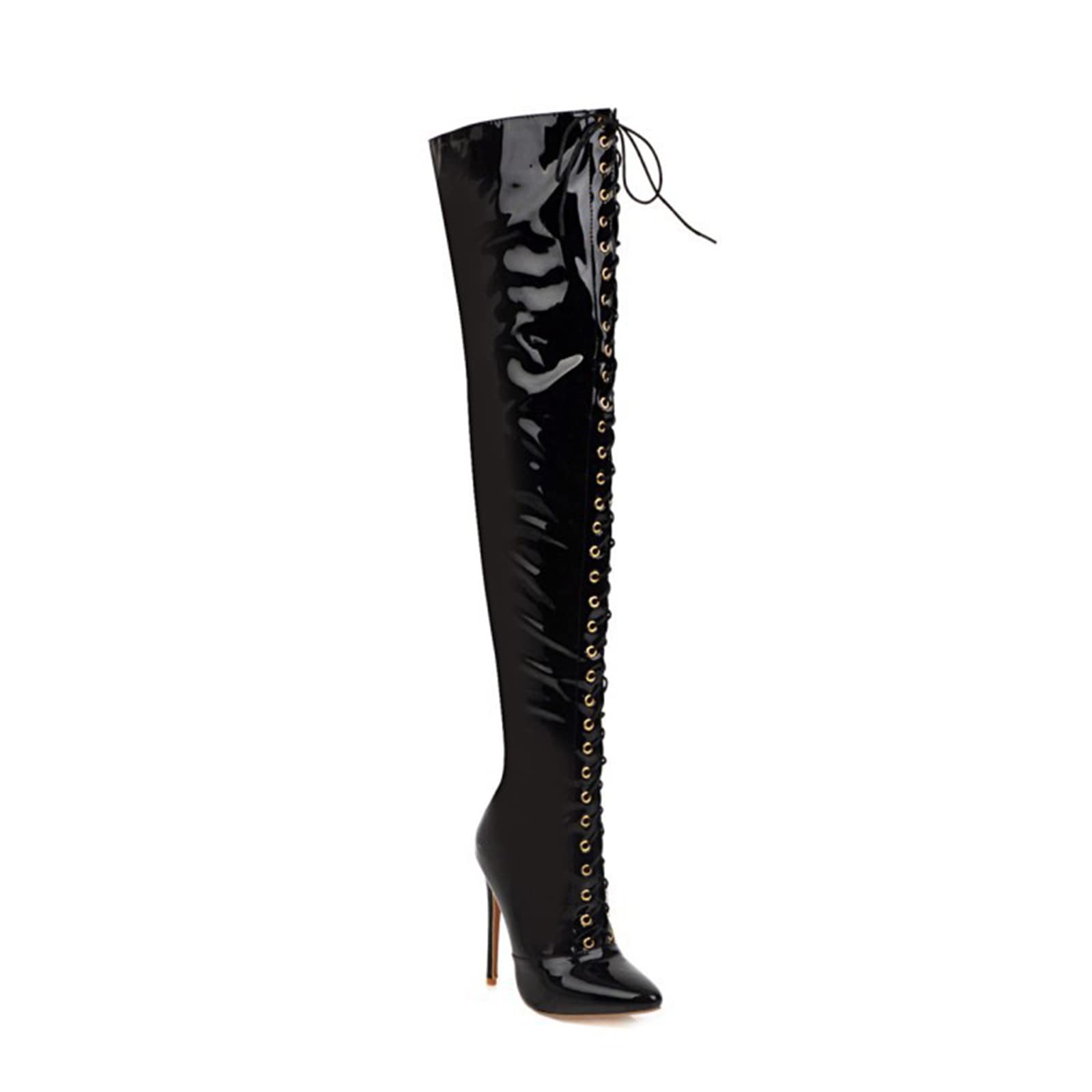 Stivali Moda da donnaTemptazione Moda Allacciatura Stivali sopra Il Ginocchio con Tacco 12CM Stivali erotici Lap Dance Pole Dance Stivali Lunghi