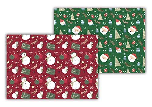 SPUM Manteles Individuales de Papel [Paquete de 50 Unidades] Tamaño DIN A3 (42 x 29,7 centímetros). Salvamantel Desechable. Doble diseño de Navidad