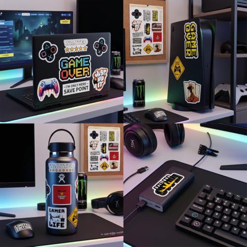 Image of Gaming Stickers Pack - 3 Premium Vinyl Sticker Sheets for Laptop, Water Bottle, Phone, Helmet, Bike & Journal | Waterproof, Scratch Resistant, No Residue