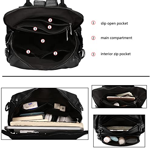 Image of Uromee Travel Backpack Purse for Women Vegan Leather Ladies Fashion Tassel Shoulder Bag Convertible