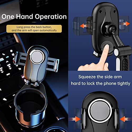 Car Cup Holder Phone Holder Mount, Multifunctional Car Cup Holder Expander With Cell Phone Holder & 360° Rotation Universal Adjustable Base, Cup Holder Adapter Hold Up To 17-40Oz Drink By Huzz #TOP3