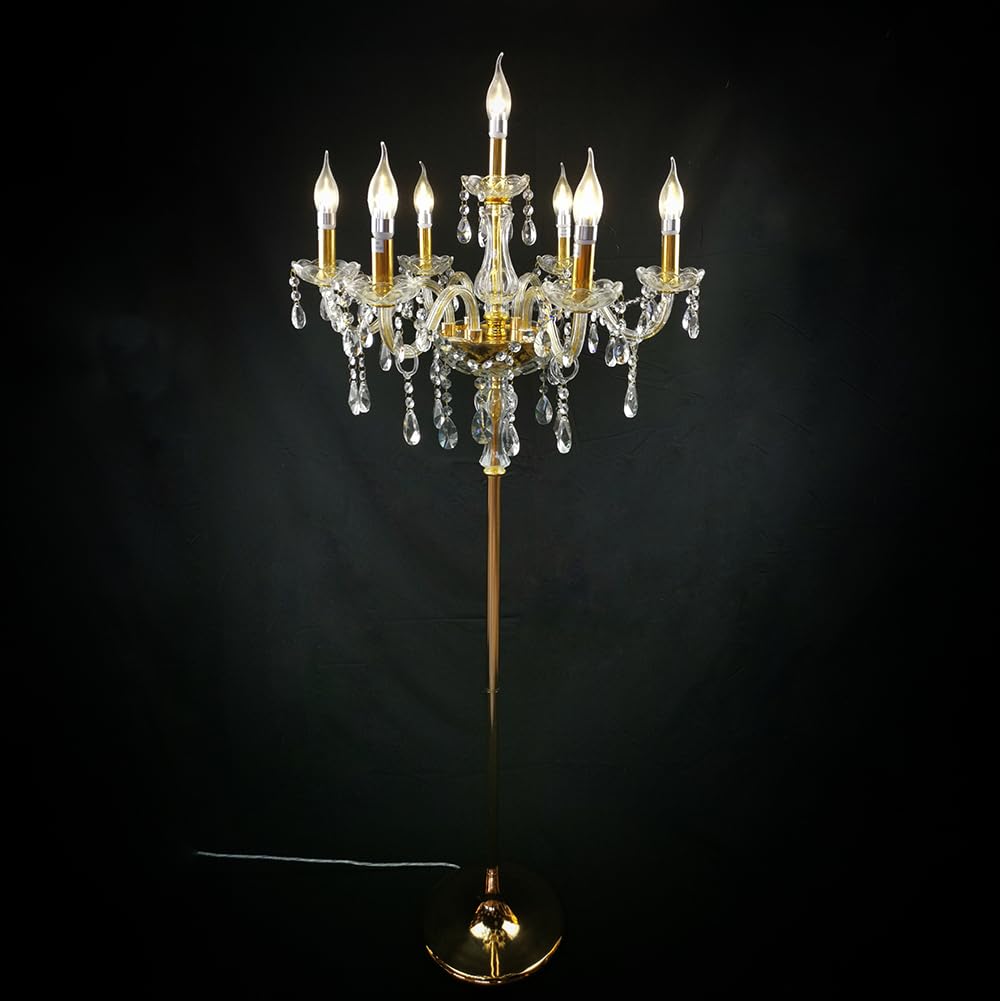 Wdw Gold 8005 Genuine K9 Crystal Chandelier Clear En 2, 5, 6, 7, 8, 10 Arms (7 Arms Floor Lamp)