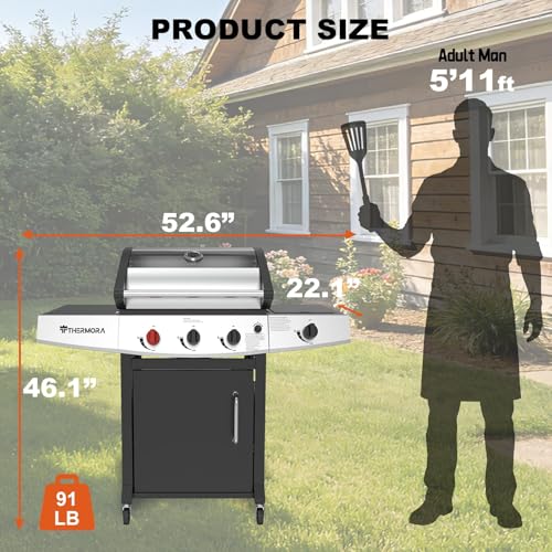 Image of 4 Burners Propane Gas Outdoor Grill 50000 BTU, 553 Sq.in, Side Burner, Porcelain-Enameled Grates, Stainless Steel Propane Grill Outdoor Cooking, Patio Garden Family Barbecues Party