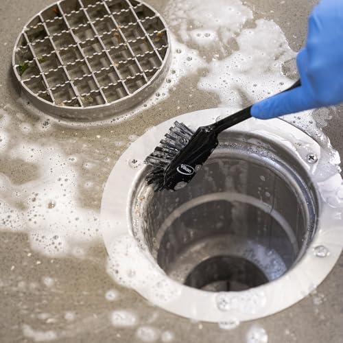 Image of Dish Brush with Scraper Edge 280mm - Medium Bristles - Black - Food Grade FDA Compliant