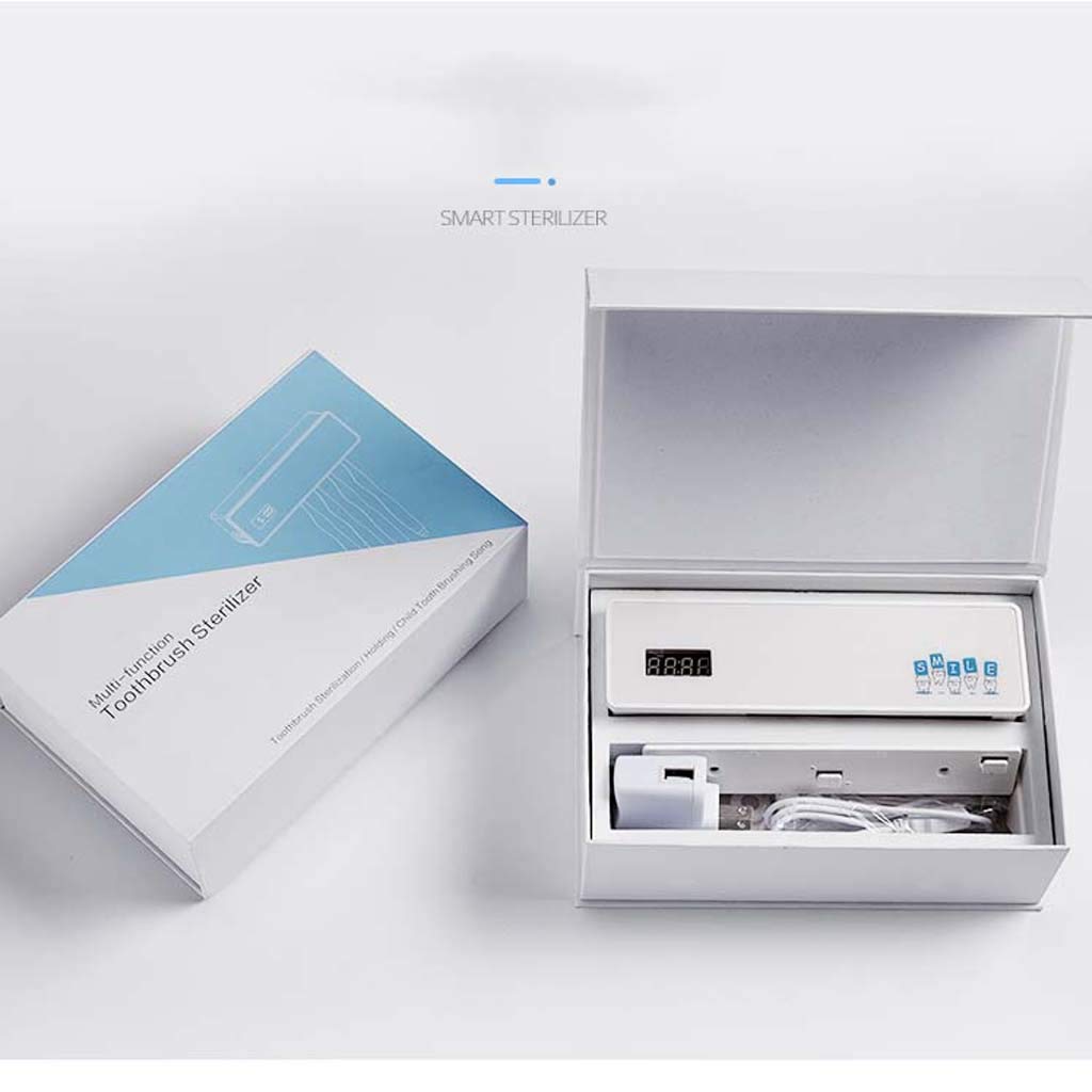 TJH Esterilizador eléctrico Inteligente con Cepillo de Dientes UV, Esterilización secando múltiples bastidores de cepillos de Dientes, Caja de Almacenamiento de Cepillo de Dientes de Pared