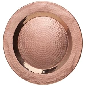 Sertodo Copper, Round Charger Plate, Hand Hammered 100% Pure Copper, 12 inch diameter, Single