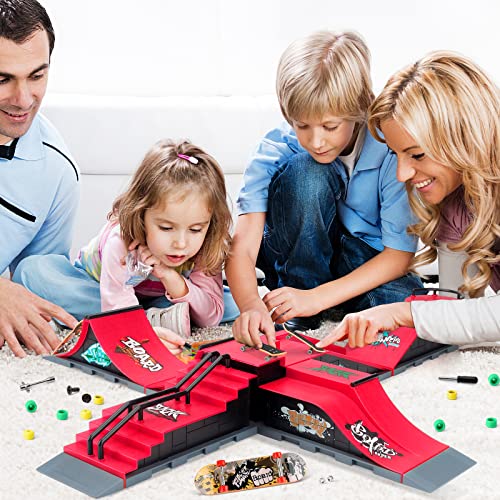 Ideallife Kit Finger Skate – Mini Skatepark Avec 5 Ramps Et 2 Planches à Doigts – DIY Créatif Pour Enfants Et Adultes