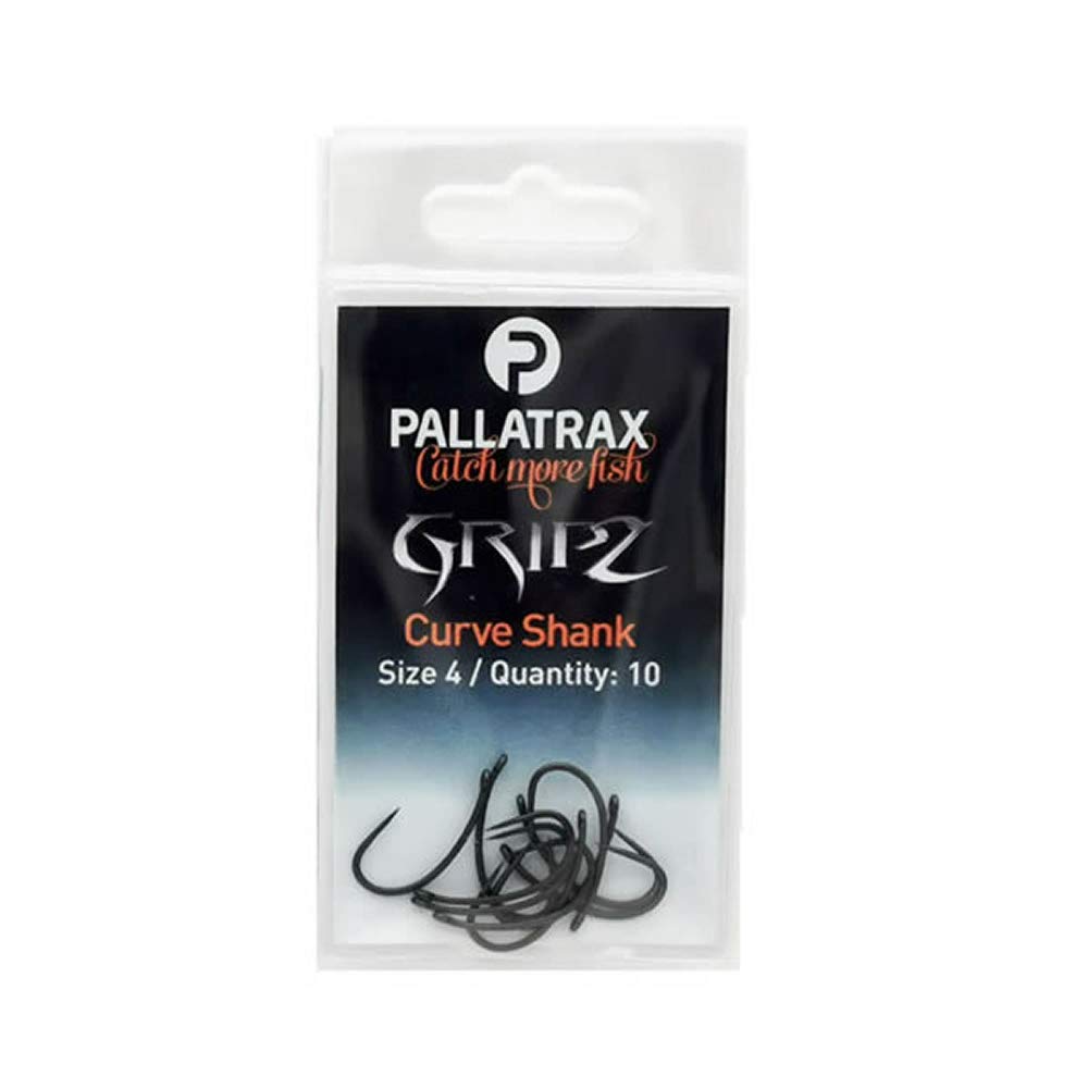 Pallatrax Gripz Curve Shank Fishing Hooks – Barbless Cutting-Point Carp Fishing Hooks, No-Snag Safety Design (Size 4 - Curve Shank)